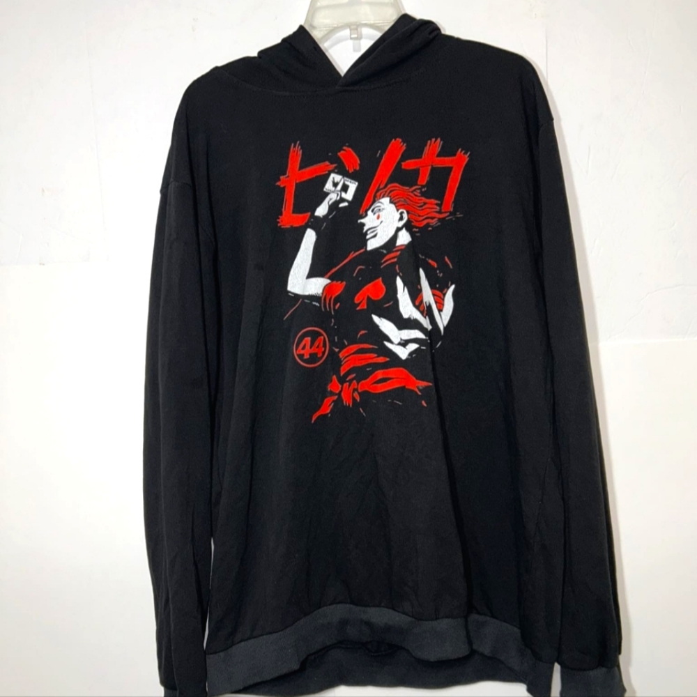 Hunter x Hunter Mens XL Black & Red Hisoka Card Hoodie HxH Phantom Troupe Anime